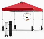 Gazebo Pieghevole Pop-up da 3 x 3 m, Gazebo da Giardino Impermeabile con Blocco Centrale, Borsa da Trasporto, Sacchi di Sabbia e Picchetti, Regolabile in Altezza (Rosso)
