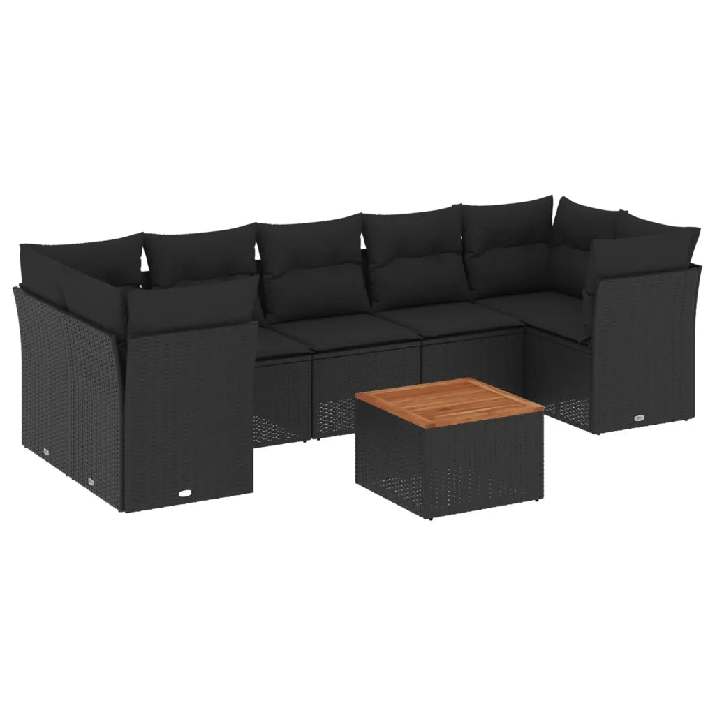 Set Divano da Giardino 6 pz con Cuscini Nero in Polyrattancod mxl 89869