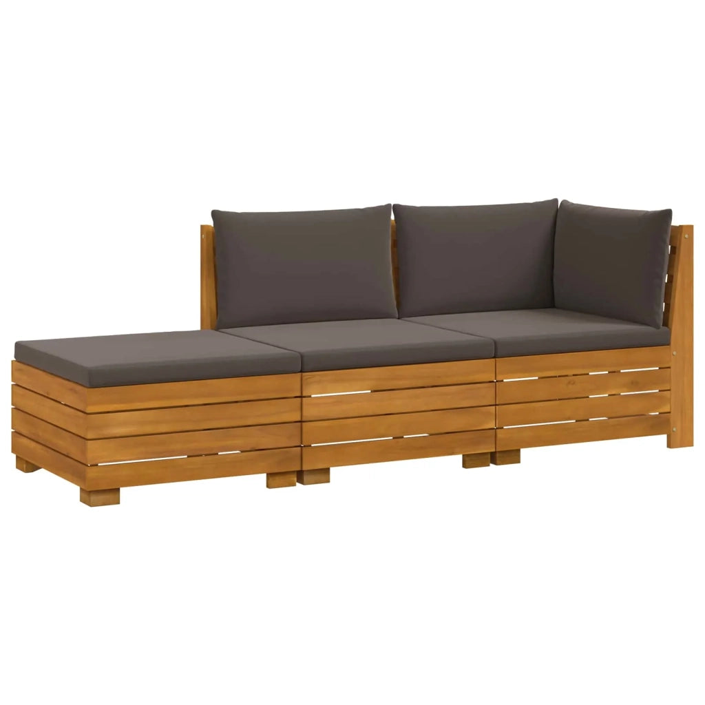 Set di divani da esterno-Sofa da giardino con cuscino 3 Pezzo Marrone 272069