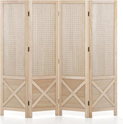 Paravento in legno per interni con 4 pannelli perforati, separatore di pezzi pieghevole a 4 pannelli, telaio in legno di Paulownia, piede antiscivolo, per uso domestico o commerciale