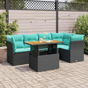 Set Divano da Giardino 6 pz con Cuscini Nero in Polyrattan