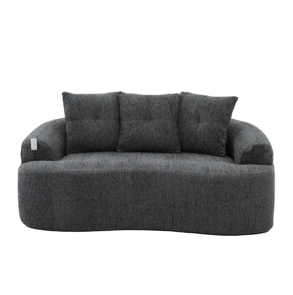Divano 2 posti in chenille grigio con molle insacchettate
