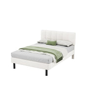 Letto Matrimoniale 140x190 cm; in Sherpa; con Rete a Doghe; Piedini in Ferro; Beige