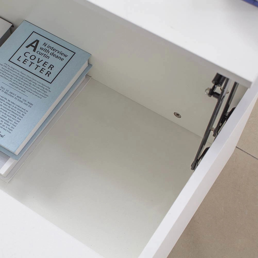 Tavolino da Salotto con Vano Contenitore in Legno 100x60x45cm Moderno Bianco