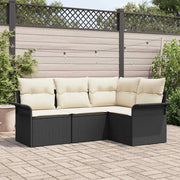 Set Divano da Giardino con cuscino 4 pcs Nero polyrattan 3345337