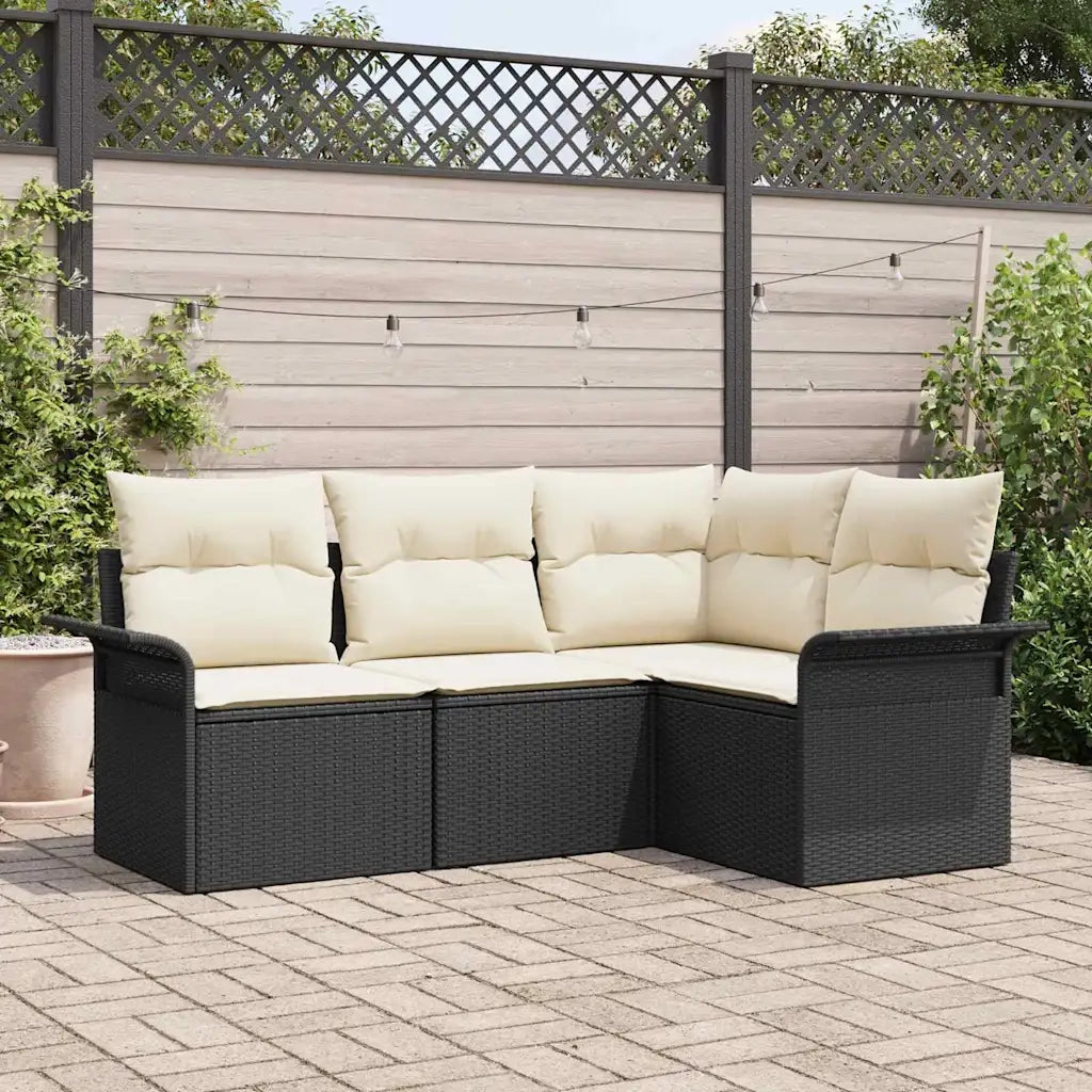 Set Divano da Giardino con cuscino 4 pcs Nero polyrattan 3345337
