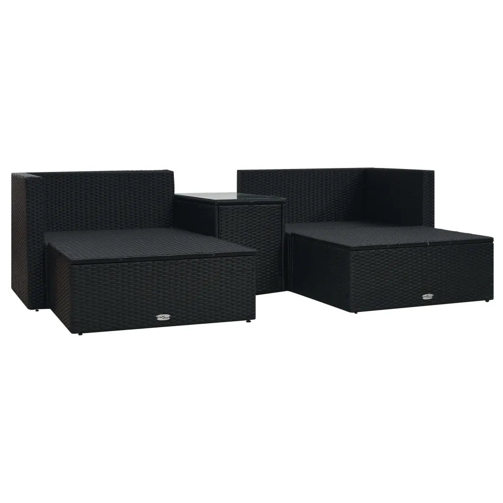 Set Divani da Giardino 5 pz con Cuscini in Polyrattan Nero 47813