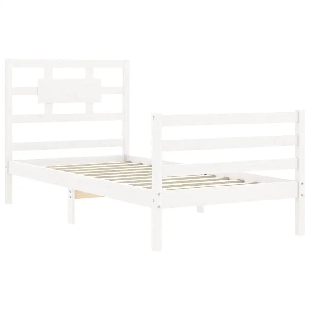 Giroletto con Testiera-Struttura Letto con testiera Bianco Single in Legno Massello 148148