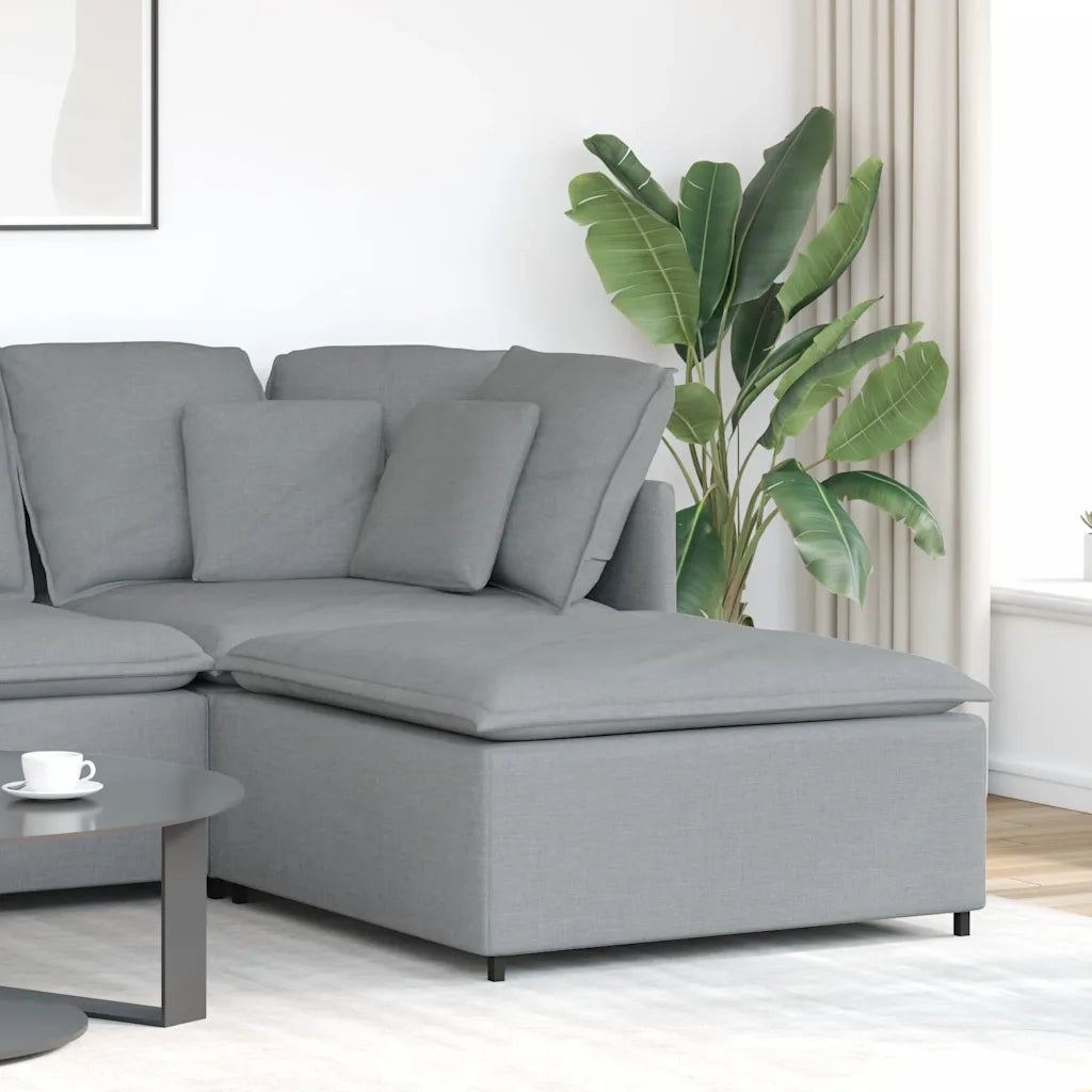 Divano componibile-Divano Modulare Poggiapiedi Modulo Grigio Chiaro 100x100x48 cm