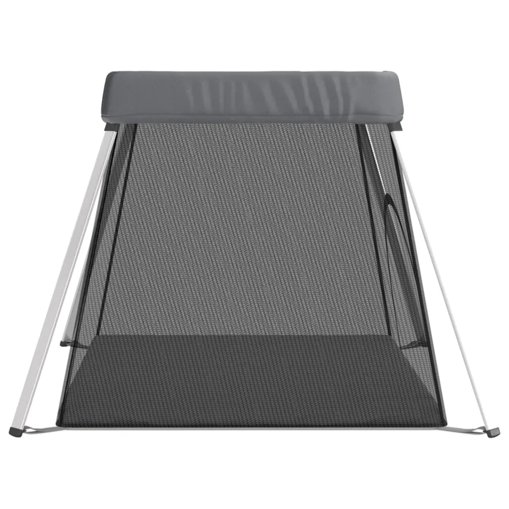 Box per Bambini con Materasso Grigio Scuro Tessuto di Lino 10302