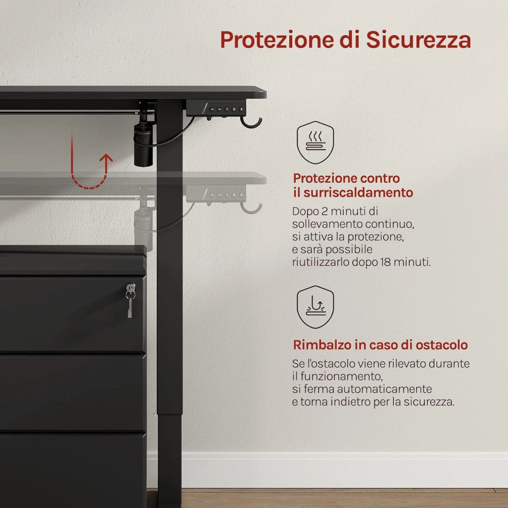 Scrivania Elettrica Regolabile in Altezza 72-118 cm, con 3 Memorie e 2 Ganci – Nero, Silenziosa, Capacità di Carico 80 kg – per Ufficio, Casa, Gaming e Studio, 80x48 cm