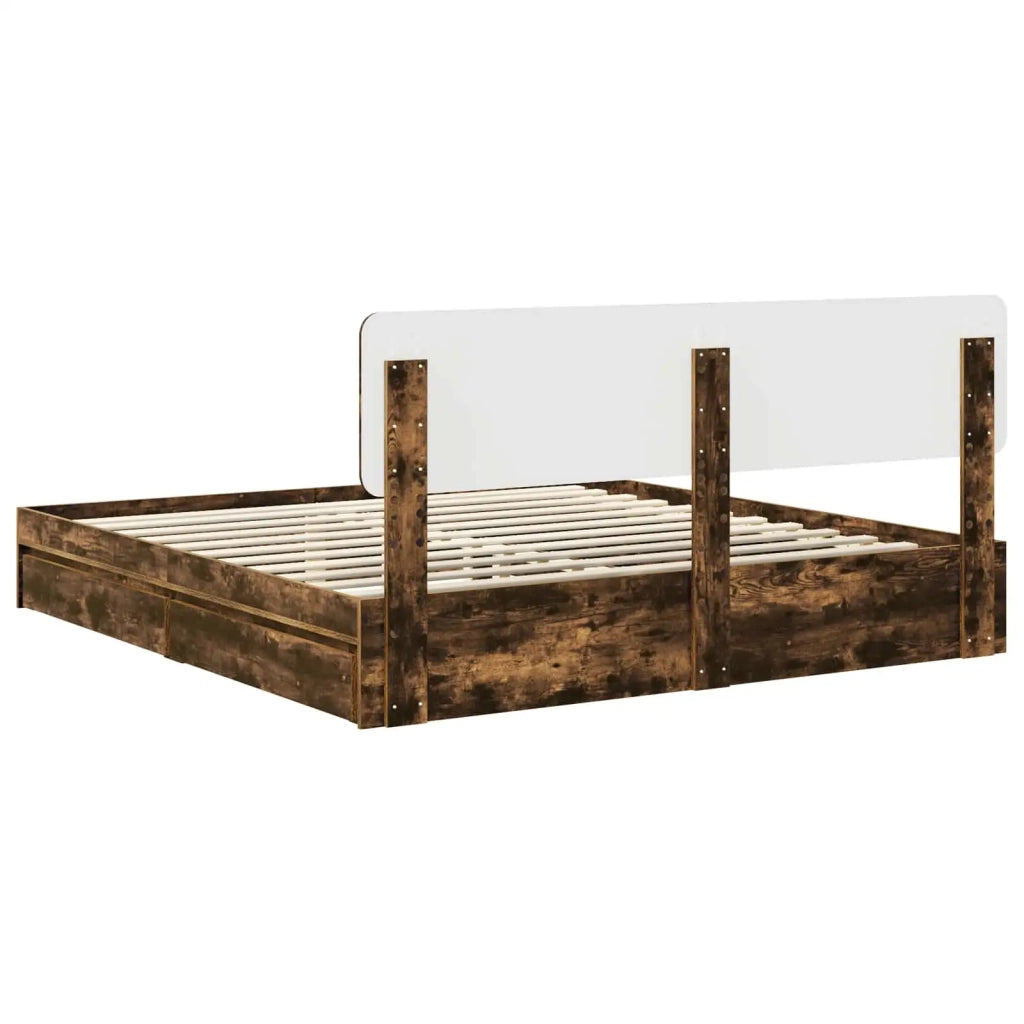 Letto con Contenitore con testiera Rovere fumé 180 x 200 cm 3412252