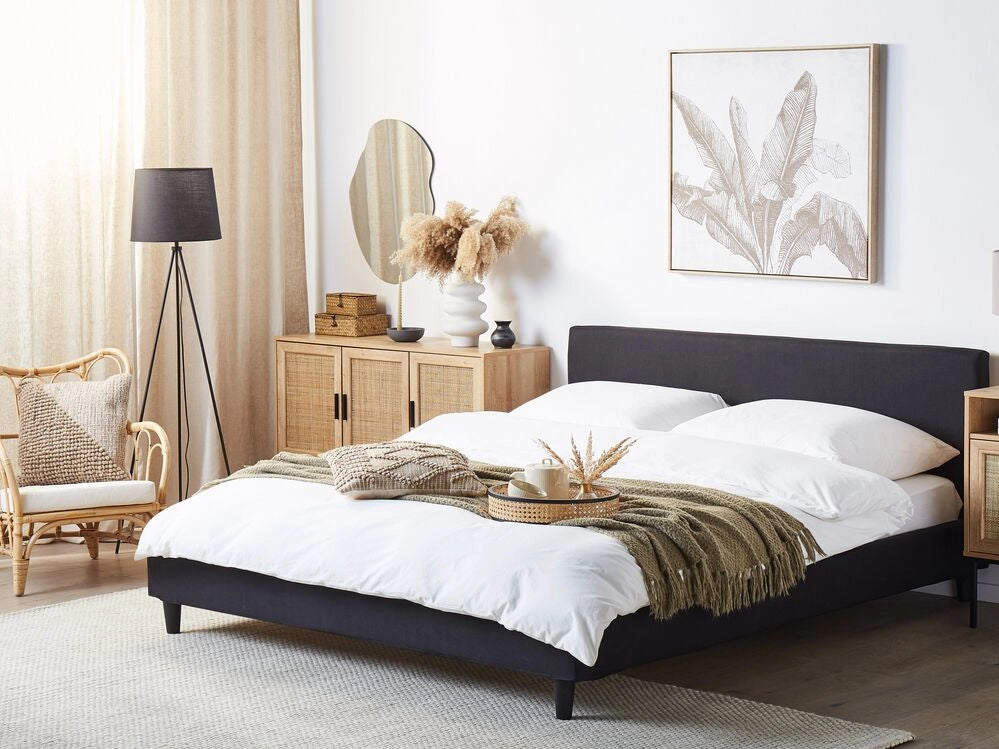 Copri Letto Tessuto Nero per Letto 180 x 200 cm Sfoderabile Lavabile
