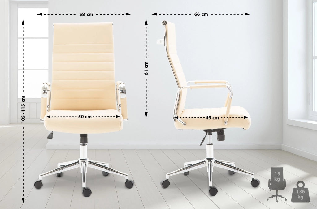 Sedia ufficio Kolumbus in similpelle crema