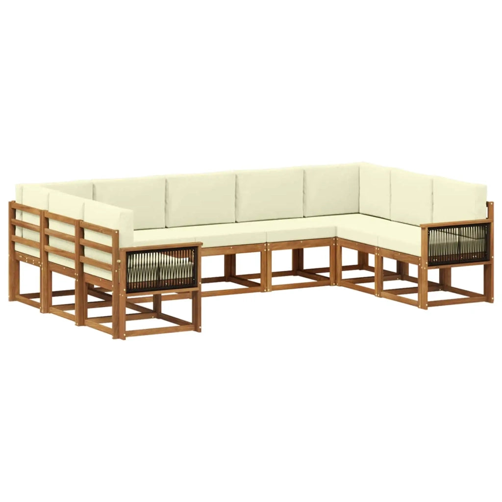 Set di divani da esterno con cuscino 9 pcs Naturale e Crema 3385531