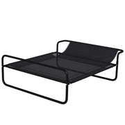 Lettino Brandina per Cani Medi e Grandi 106x81x33 cm Rialzato con Poggiatesta da Esterno in Tessuto a Rete Nero