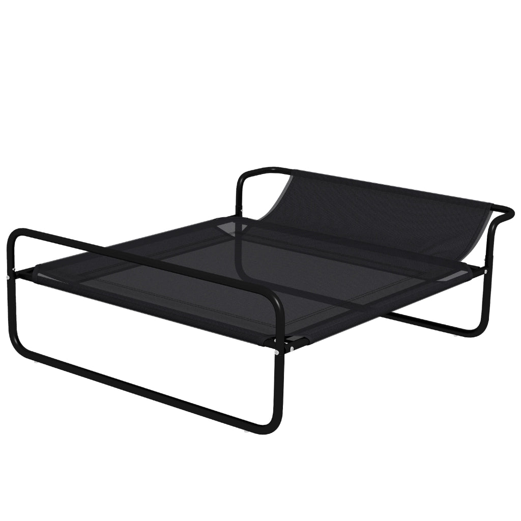 Lettino Brandina per Cani Medi e Grandi 106x81x33 cm Rialzato con Poggiatesta da Esterno in Tessuto a Rete Nero
