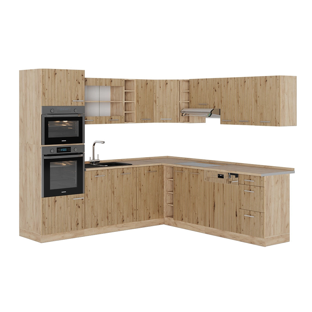 Vicco Cucina angolare completa Rovere artigianale/rovere Goldkraft 237 x 247 cm senza piano di lavoro