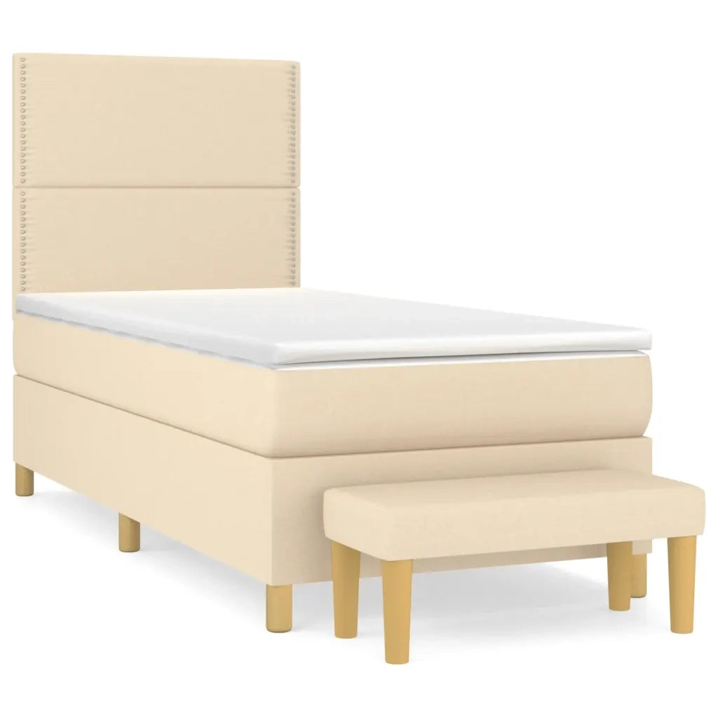 Giroletto a Molle con Materasso Crema 100x200 cm in Tessuto 3137058