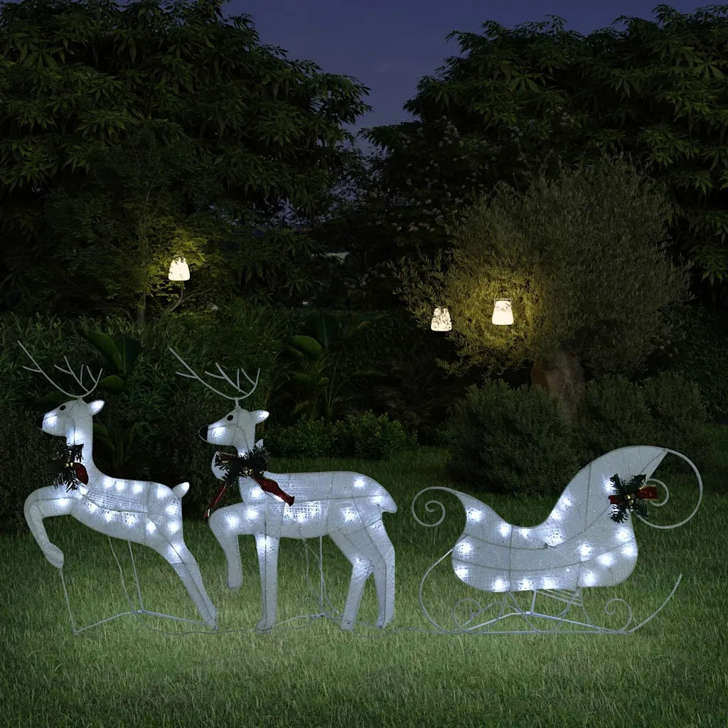 Renne e Slitta di Natale Decorazione Esterni 60 LED Bianco CFW7774295