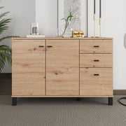 Madia Guatav, Credenza 3 Cassetti, 116x35x78h cm Marrone Rovere Nodi