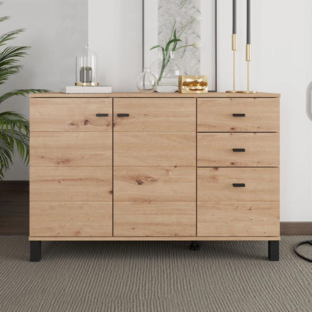 Madia Guatav, Credenza 3 Cassetti, 116x35x78h cm Marrone Rovere Nodi