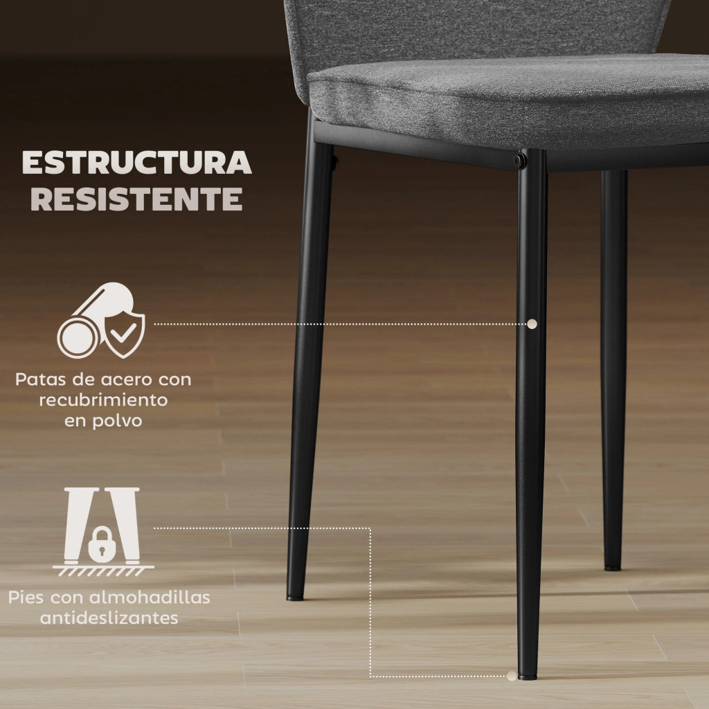 Set 2 Sedie da Pranzo ¨C Xylo ¨C Velluto Grigio, Schienale Curvo, Gambe Acciaio 45x57x86cm