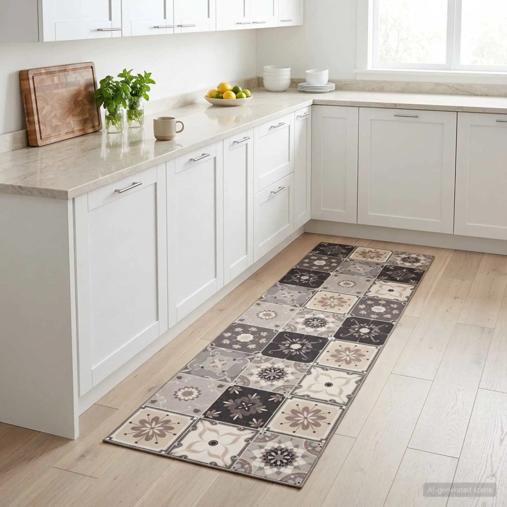 Tappeto da Cucina Mosaico grigio e beige 300 x 60 cm 42045712