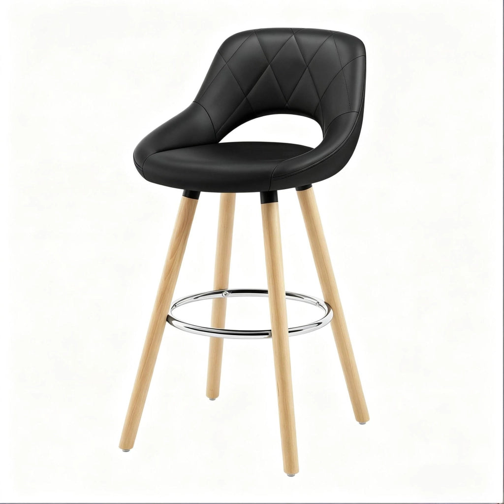 Sgabello da bar 43x40x96 cm nero in similpelle e legno per cucina e bar