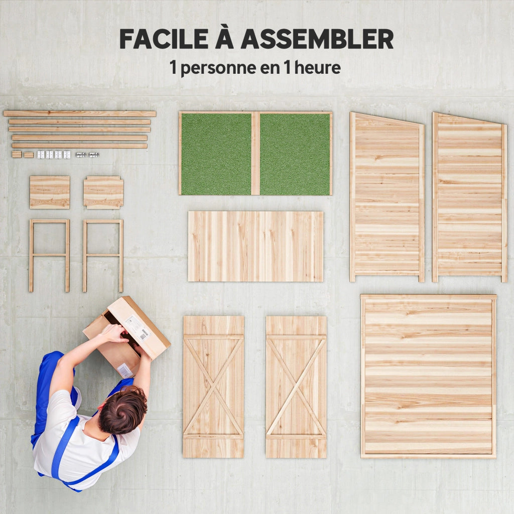 Armadio da giardino in legno con tavolo ¨C zephmum ¨C effetto legno naturale 140x75x157 cm