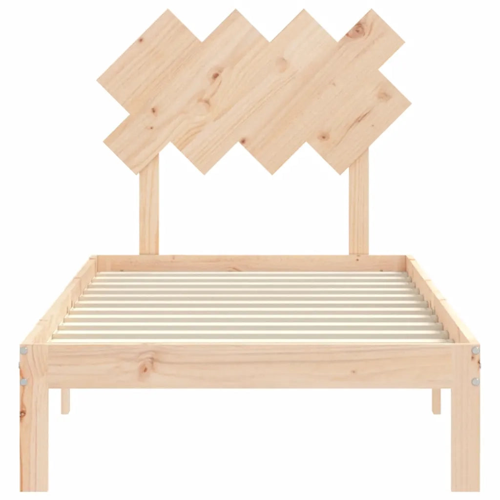 Letto singolo | Letto per adulti | Giroletto con Testiera Single in Legno Massello
