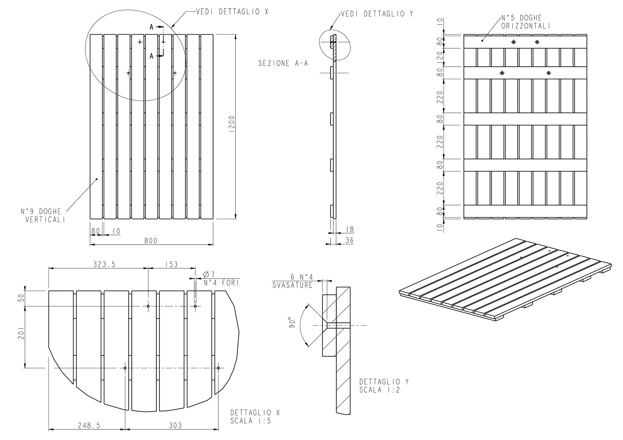 Pedana Piatto Doccia in Legno 120x80cm ATI Docce