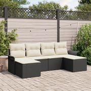 Set di Divani da Giardino 6 Pezzi con Cuscini Rattan Polyrattan Nero