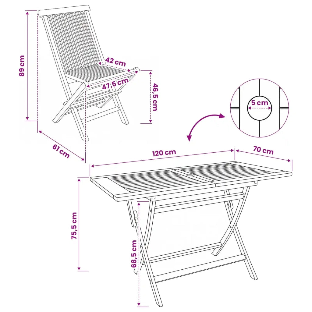 Set di Mobili da Giardino 5 pz Naturale Legno di teak solido 3418858