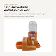 Acqua 3-in-1 Multifunzionale - Dispensatore d'acqua - Ripostiglio - Ciotola per cibo - Sostenibile - 120 ml Capacità - Fiaschetto per animali