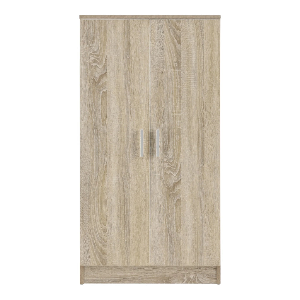 Scarpiera con 2 ante e 7 ripiani portaoggetti 108 x 55 x 35 cm MDF effetto rovere 03_0002838