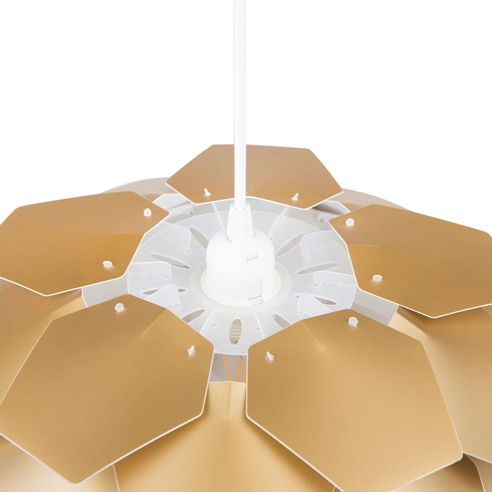 Lampadario Lampada a Sospensione con paralume a pigna in plastica dorata