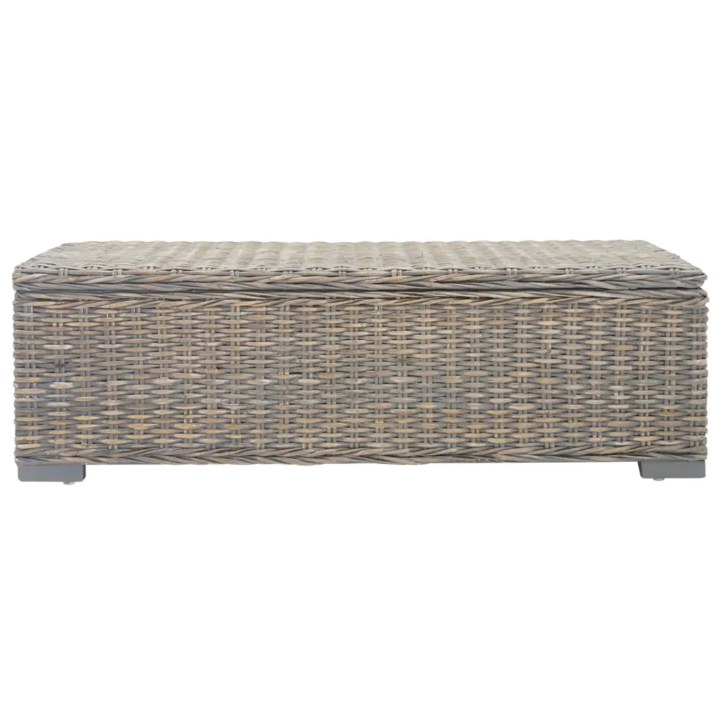 Portaoggetti Grigio 110cm Rattan Kubu Naturale e Massello Mogano 344882