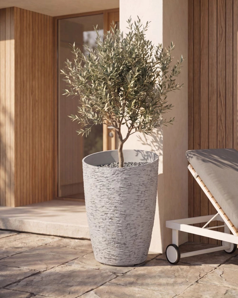 Vaso da fiori alto in pietra per giardino, per interni ed esterni 44x58 cm grigio giardino terrazzo