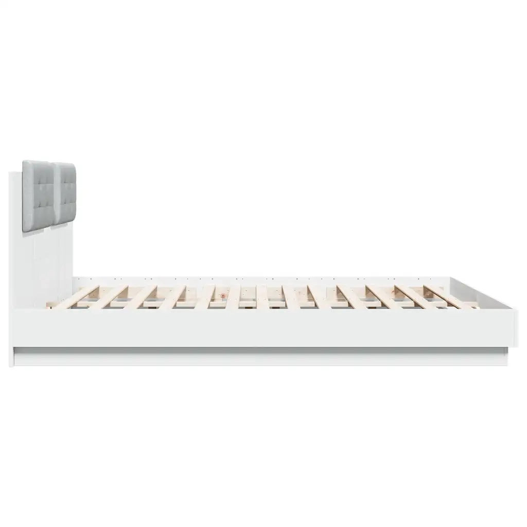 Letto matrimoniale | Letto per adulti | Giroletto con Testiera Bianco 160x200 cm in Legno Multistrato