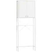 Mobile Bagno Sopra WC e Lavatrice con Armadietto e Ripiano Aperto, 64x20x180 cm, Bianco