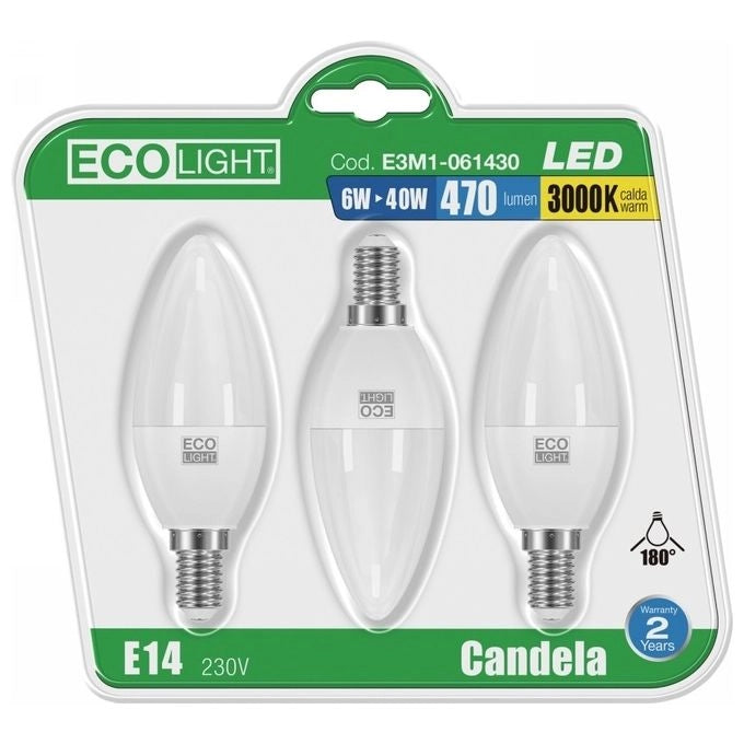 Lampadina Led Candela 6W E14 3 Pz