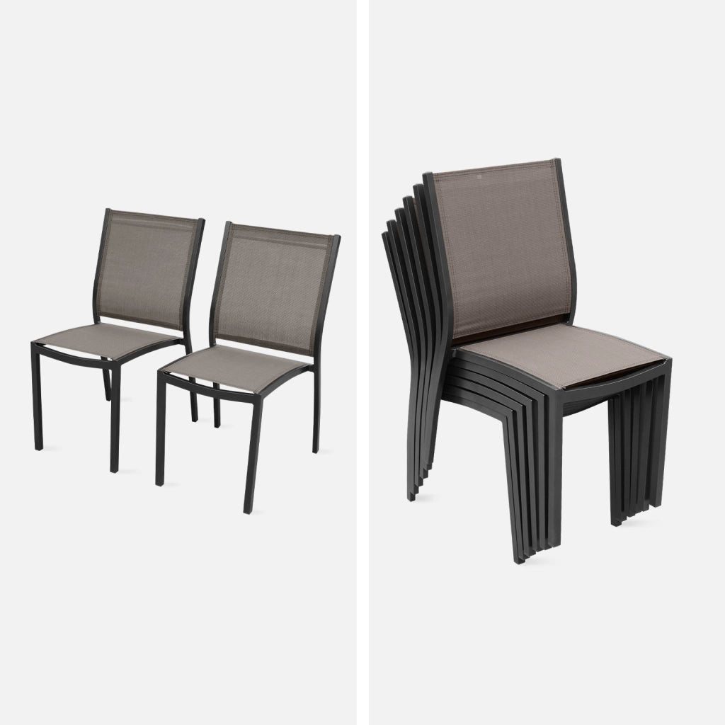 Set tavolo da giardino allungabile in alluminio con 6 sedie, grigio