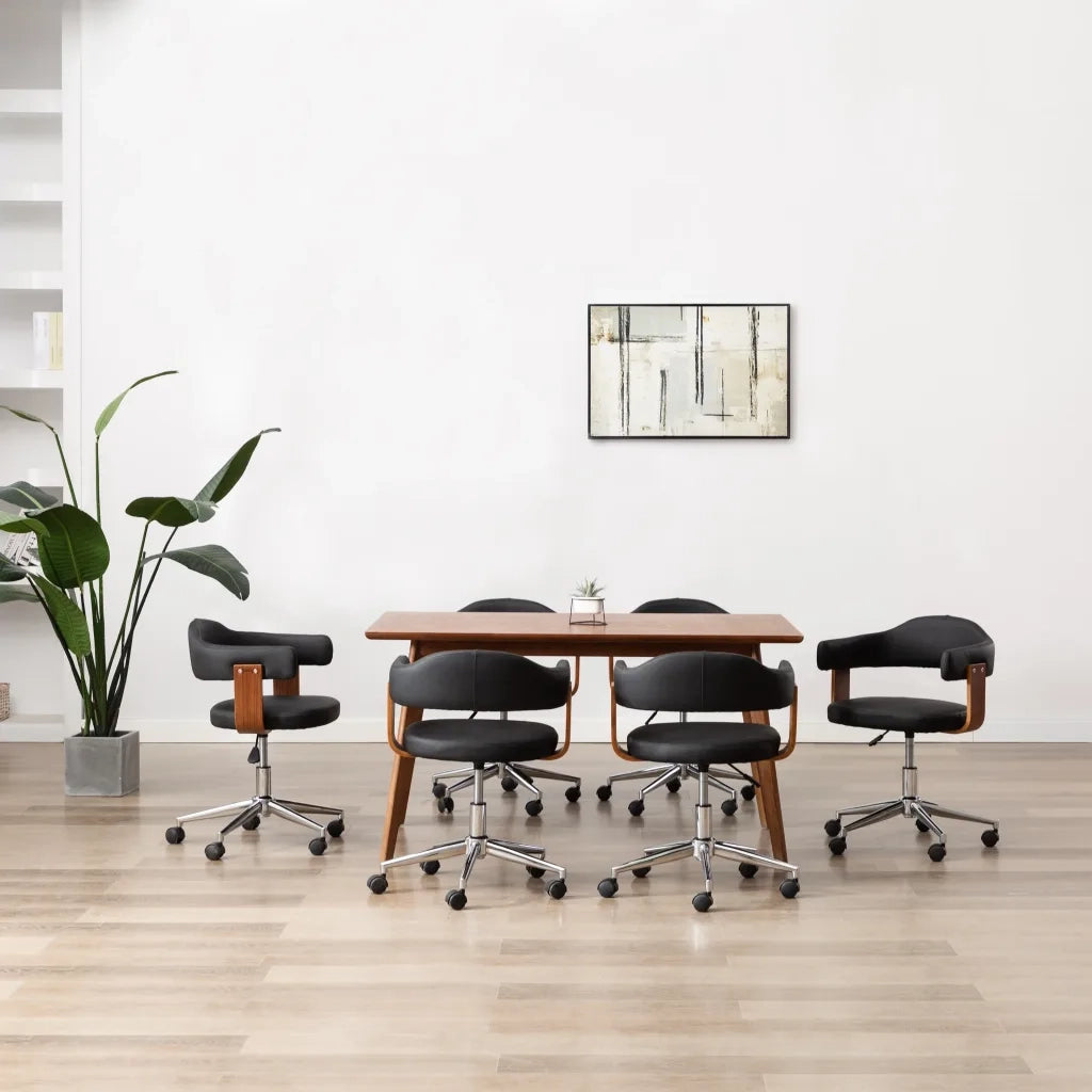 Sedie da Pranzo Girevoli 6 pz Nere in Legno Curvo e Similpelle 3054892