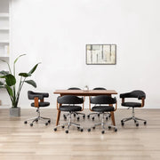 Sedie da Pranzo Girevoli 6 pz Nere in Legno Curvo e Similpelle 3054892