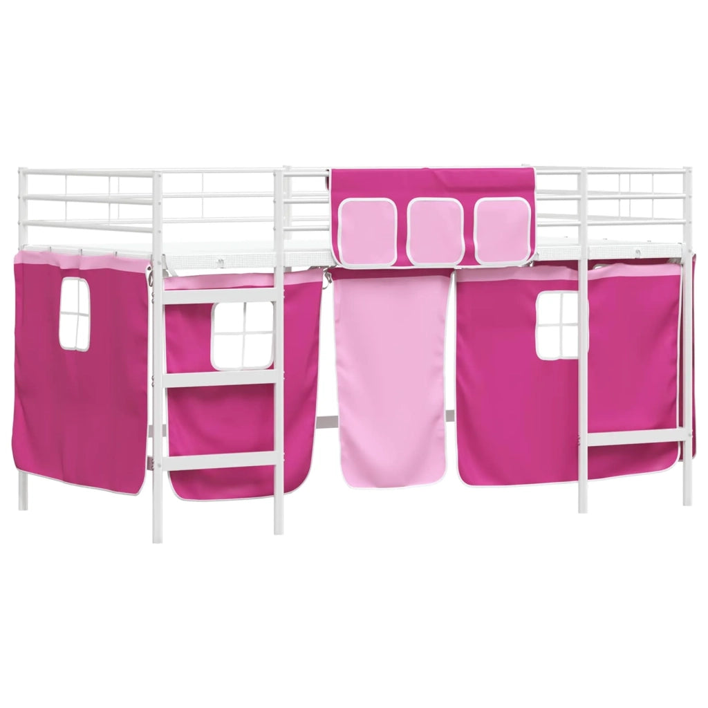 Struttura del Letto Loft per Bambini con Tendine Bianco e Rosa 42020827