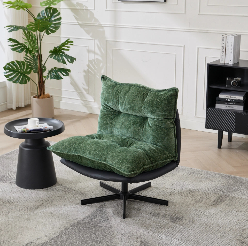 Poltrona relax girevole verde scuro con schienale regolabile