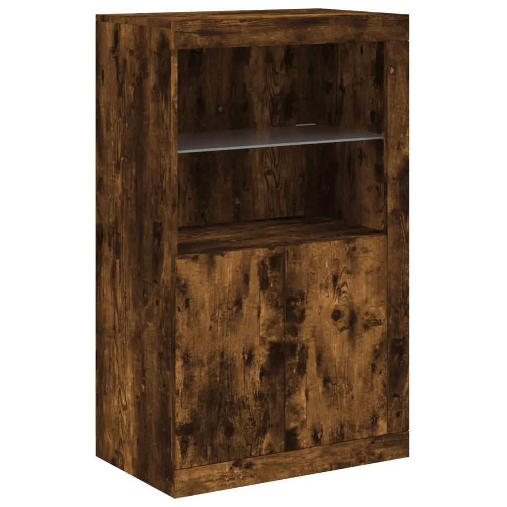 Armadietto con Luci LED Rovere Fumo in Legno Multistrato 836627