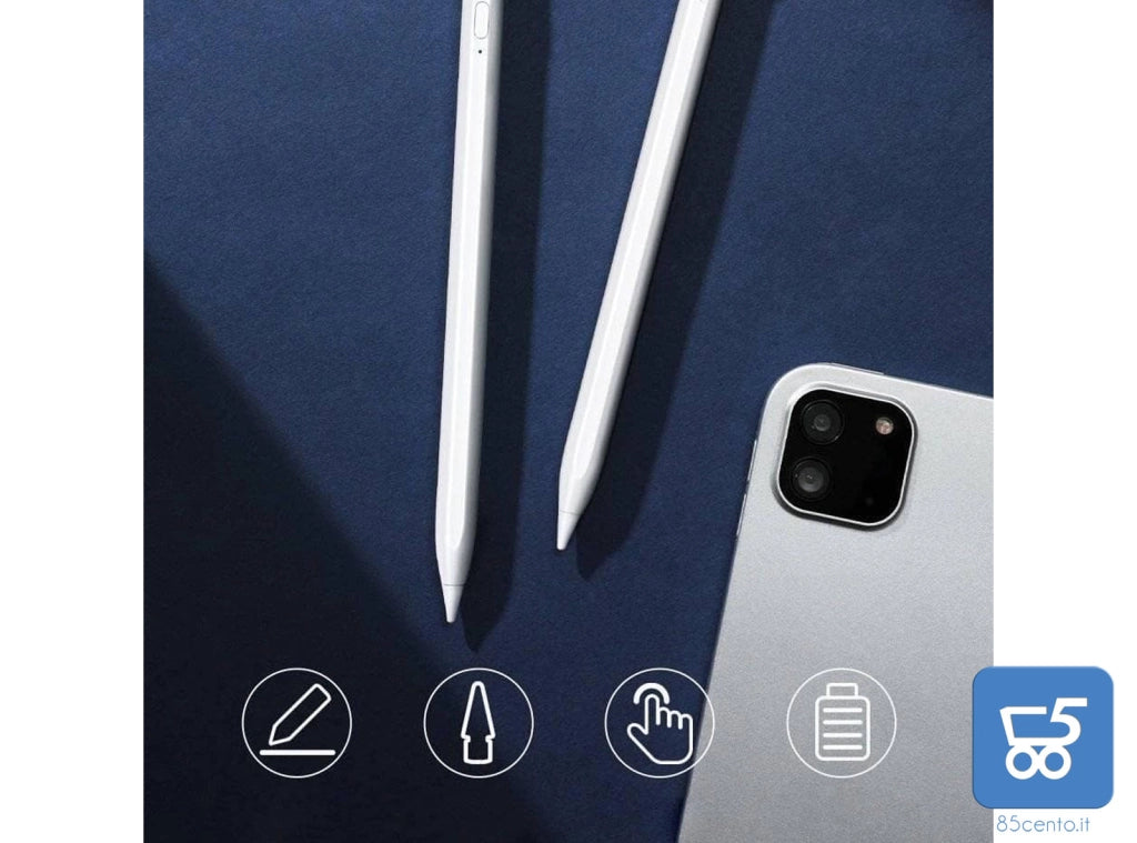 Baseus penna capacitiva Smooth Pencil con cavo Type-C 3A 0.5mt bianca punta fine ACSXB-B02 per Ipad