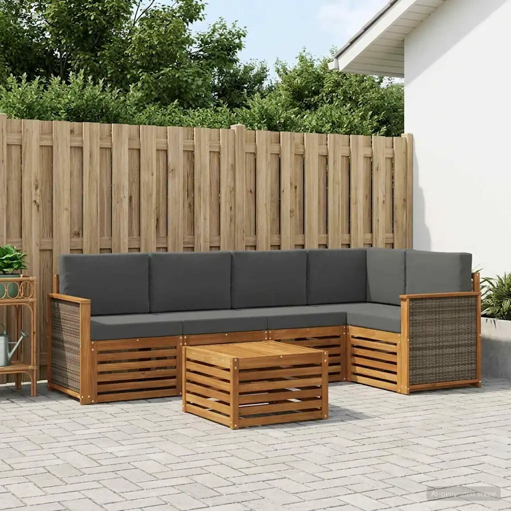 Set divano sezionale con cuscino 5 pcs Naturale e Antracite 3384378